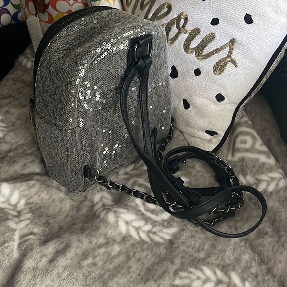 Backpack minibag chain strap silver mesh glitter y2k flap - Picture 5 of 8